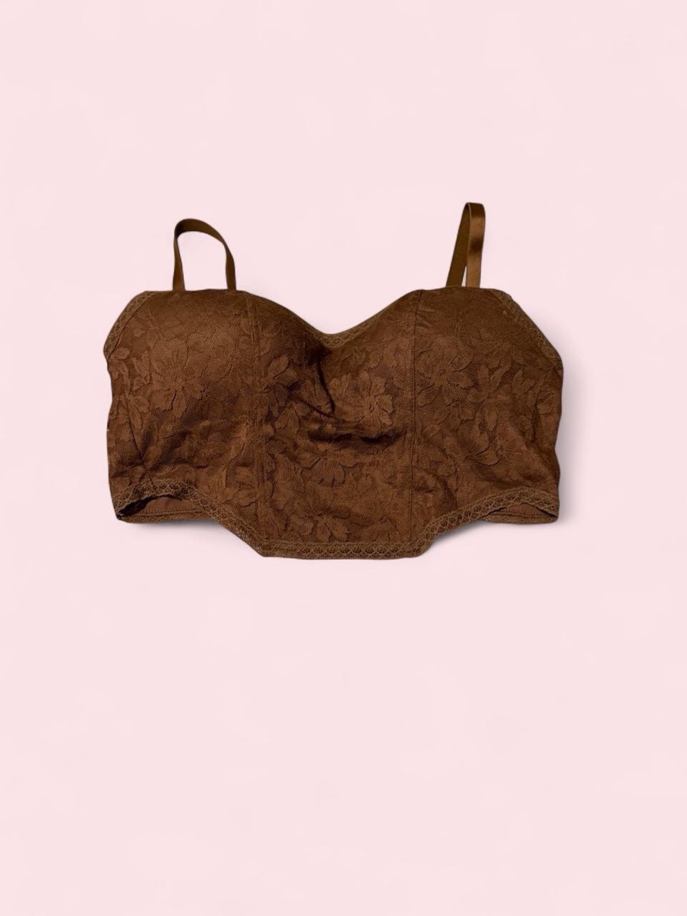 PINK Victoria's Secret Lace Longline Bralette in Chocolate Brown